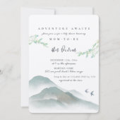 Waterverf Peaceful Woodland Mountain Baby shower Kaart (Voorkant)