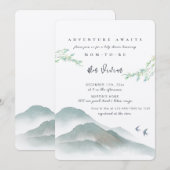 Waterverf Peaceful Woodland Mountain Baby shower Kaart (Voorkant / Achterkant)