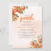 Waterverf Peach Baby shower Invitation Kaart (Voorkant)