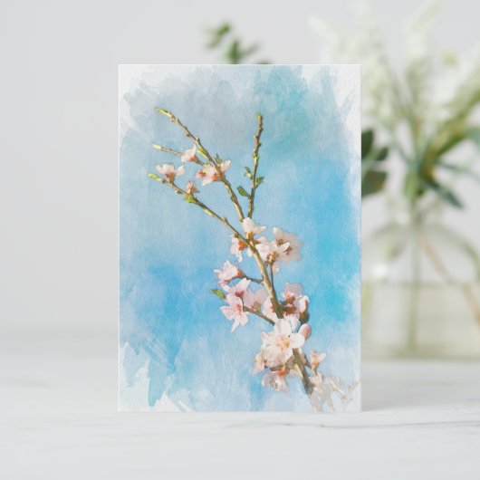 Waterverf Peach Blossom Note Kaart (Staand voorkant)