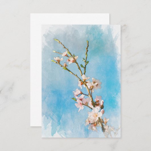 Waterverf Peach Blossom Note Kaart (Voorkant / Achterkant)