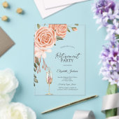 Waterverf Peach Blush Flower Champagne Pensioen Acryl Uitnodigingen (Insitu (Huwelijk))