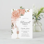 Waterverf Peach Blush Flower Champagne Pensioen Kaart (Staand voorkant)