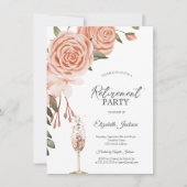 Waterverf Peach Blush Flower Champagne Pensioen Kaart (Voorkant)