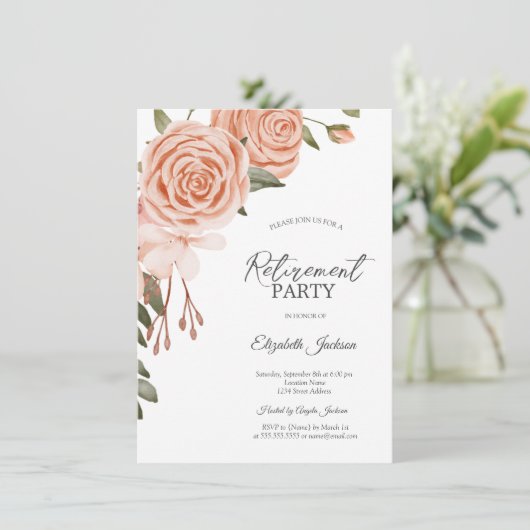 Waterverf Peach Blush Flowers Vrijgezellenfeest Kaart (Staand voorkant)
