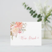 Waterverf Peach en Pink We've Moved aangekondigd Briefkaart (Staand voorkant)
