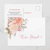 Waterverf Peach en Pink We've Moved aangekondigd Briefkaart (Voorkant / Achterkant)