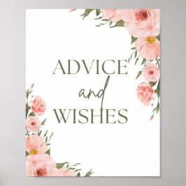 Waterverf Peach Floral Advice & Wishes Poster