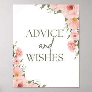 Waterverf Peach Floral Advice & Wishes Poster