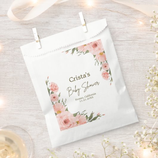 Waterverf Peach Floral Bedankzakje (Geknipt)