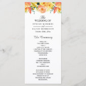 Waterverf Peach Floral Chic Fall Wedding Programme Programmakaart (Voorkant)