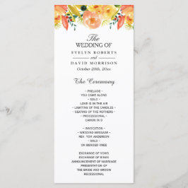 Waterverf Peach Floral Chic Fall Wedding Programme Programmakaart