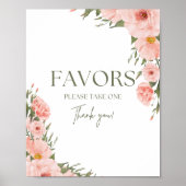 Waterverf Peach Floral Favors Poster (Voorkant)