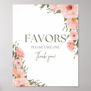 Waterverf Peach Floral Favors Poster
