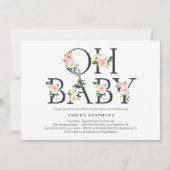 Waterverf Peach Floral Letters Baby shower Brunch Kaart (Voorkant)