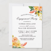 Waterverf Peach Floral najaar Engagement Party Kaart (Voorkant)