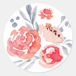 Waterverf Peach Floral Sticker