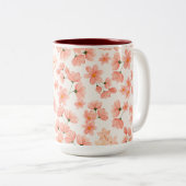 Waterverf Peach Floral Tweekleurige Koffiemok (Voorkant rechts)