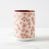 Waterverf Peach Floral Tweekleurige Koffiemok (Center)