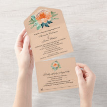 Waterverf Peach Floral Wedding