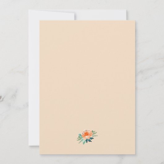 Waterverf Peach Floral Wedding Kaart (Achterkant)