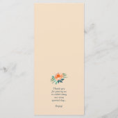 Waterverf Peach Floral Wedding Menu (Achterkant)