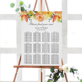 Waterverf Peach Floral Wedding Seating Chart Poster