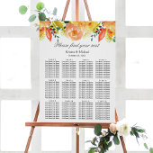 Waterverf Peach Floral Wedding Seating Chart Poster