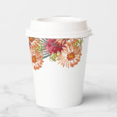 Waterverf Peach Florals Greenery Sweet 16 Quince Papieren Bekers (Achterkant)