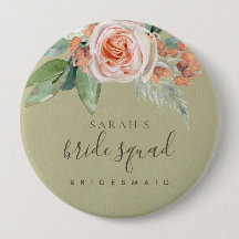 WATERVERF PEACH FLOWER BRIDE SQUAD BRIDESMAID
