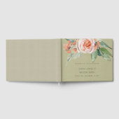 WATERVERF PEACH FLOWER GREEN FOLIAGE MONOGRAM GASTENBOEK (Volledig)