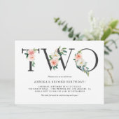 Waterverf Peach Flowers Floral Second Birthday Kaart (Staand voorkant)