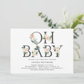 Waterverf Peach Flowers Oh Baby! Baby shower Kaart (Staand voorkant)