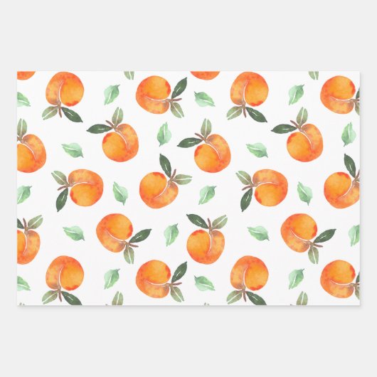 Waterverf Peach Fruit Inpakpapier Vel (Voorkant)