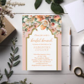 Waterverf Peach Gold Floral Bridal Brunch Kaart