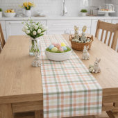 Waterverf Peach Green Plaid Korte Tafelloper