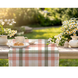 Waterverf Peach Green Plaid Korte Tafelloper