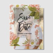 Waterverf Peach Hydrangea Floral Bewaar de datum Vellum Uitnodigingen (Offset (Koppel))