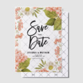 Waterverf Peach Hydrangea Floral Bewaar de datum Vellum Uitnodigingen (Offset (Uitnodiging))