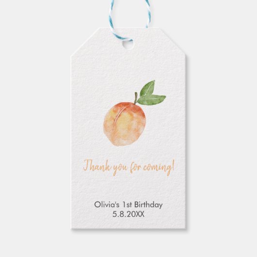 Waterverf Peach Party Favor Gift Label Cadeaulabel (Voorkant)
