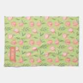 Waterverf Peach Patroon Personaliseert liime Green Theedoek (Horizontaal)