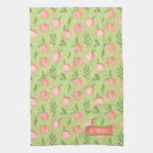 Waterverf Peach Patroon Personaliseert liime Green Theedoek (Verticaal)