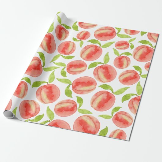 Waterverf Peach Pattern Wrapping Paper Cadeaupapier (Uitgerold)
