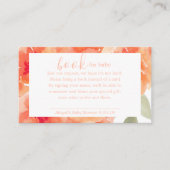 Waterverf Peach Peonies Boek Aanvraag Baby shower Informatiekaartje (Voorkant)