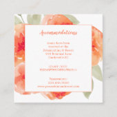 Waterverf Peach Peonies Wedding Accommodatie Informatiekaartje (Voorkant)