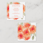 Waterverf Peach Peonies Wedding Accommodatie Informatiekaartje (Voorkant / Achterkant)