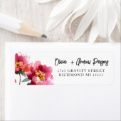 Waterverf Peach Peony Script Adreslabel Etiket (Insitu)