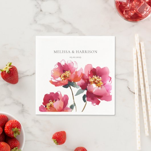 Waterverf Peach Peony Servet (Insitu)