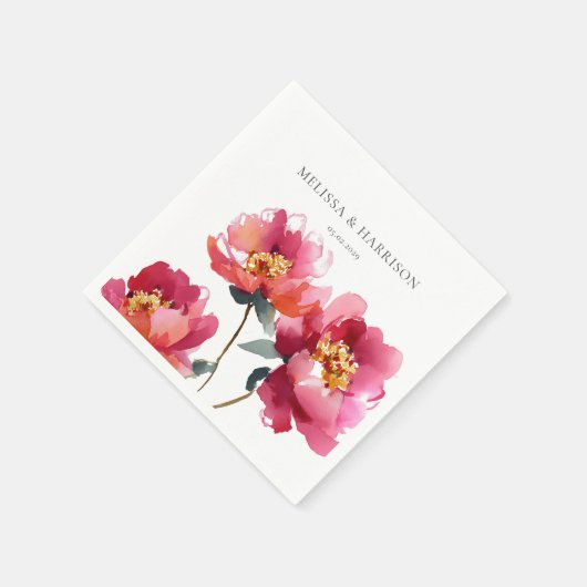 Waterverf Peach Peony Servet (Hoek)