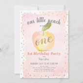 Waterverf Peach Pink x Gold Meisje 1e Verjaardag Kaart (Voorkant)